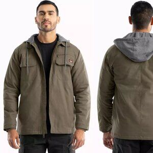 Wrangler Workwear Canvas Quilted Hooded Jacket Bungee Cord Olive Green Medium